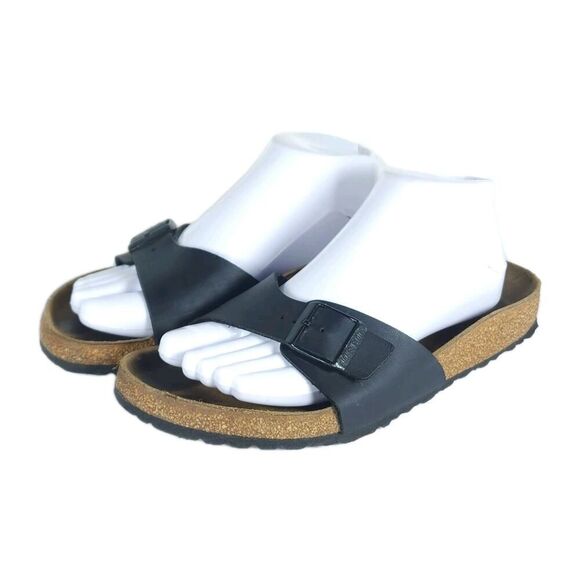 Birkenstock Women's Madrid US9 EU40 Black Birko-Flor Strappy Slide sandals - Picture 1 of 16